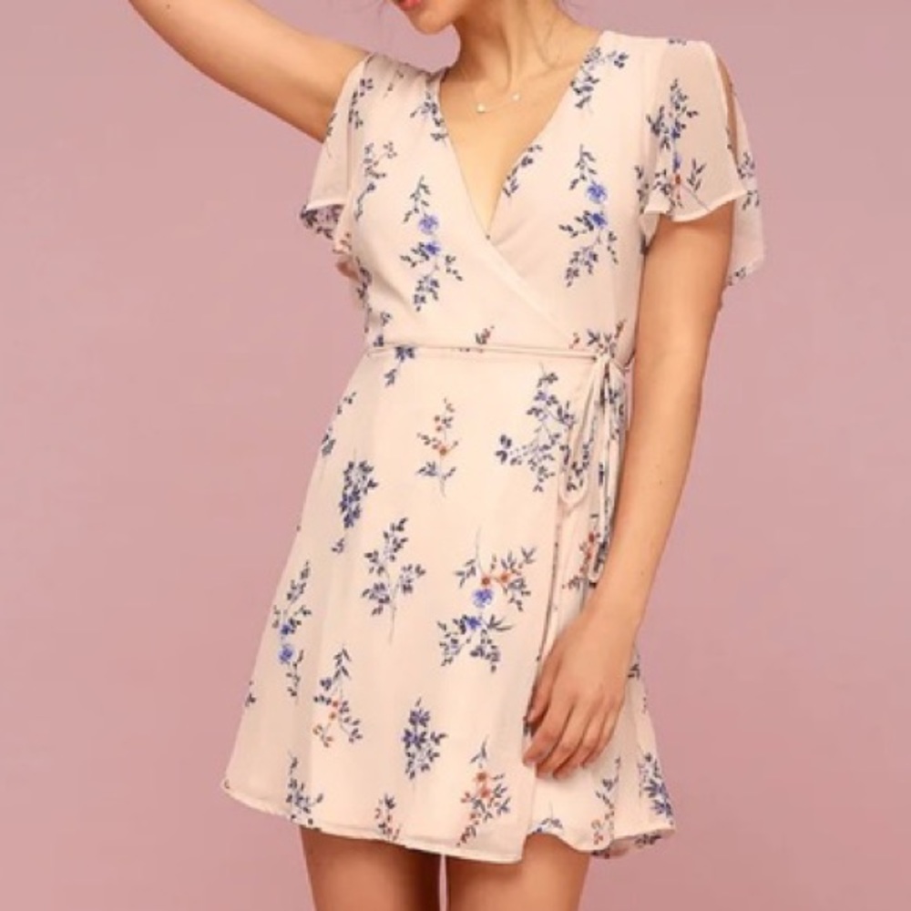 Lulus Floral Wrap Minidress